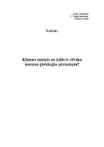 Konspekts 'Klimats mainās un kāds ir cilvēka devums globālajās pārmaiņās?', 1.