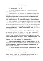 Eseja 'To Say - I Love You', 1.