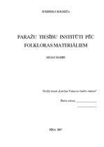 Referāts 'Paražu tiesību institūti pēc folkloras materiāliem', 1.