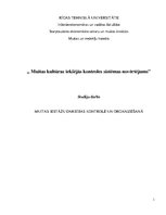 Referāts 'Muitas kultūras iekšējās kontroles sistēmas novērtējums', 1.