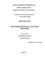 Konspekts 'Ekonomiskās sistēmas. Valsts loma ekonomikā', 1.