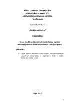 Konspekts 'Masu mediji un interaktivitātes jēdziens: izpētes pētījums par tiešsaistes forum', 1.