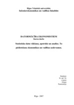 Referāts 'Statistisko datu vākšana, apstrāde un analīze. To pielietošana ekonomikas un vad', 1.