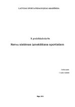 Konspekts 'Nervu sistēmas izmeklēšana sportistiem', 1.