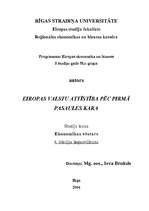 Konspekts 'Eiropas valstu attīstība pēc Pirmā pasaules kara', 1.