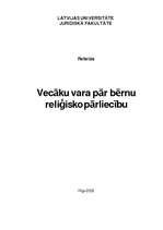 Referāts 'Vecāku vara pār bērnu reliģisko pārliecību', 1.