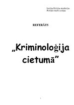 Referāts 'Kriminoloģija cietumā', 1.