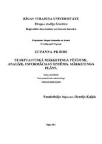 Konspekts 'Starptautiskā mārketinga pētījumi, analīze, informācijas sistēma', 1.