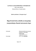 Referāts 'Rīgas Fondu biržas attīstība un integrācija starptautiskajos finanšu instrumentu', 1.