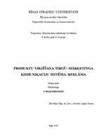 Konspekts 'Produktu virzīšana tirgū. Mārketinga komunikāciju sistēma. Reklāma', 1.