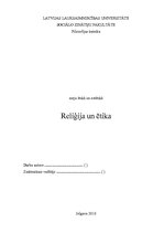 Referāts 'Reliģija un ētika', 1.