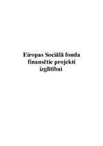 Referāts 'Eiropas Sociālā fonda finansētie projekti izglītībai', 1.