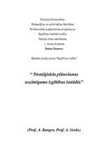 Referāts 'Stratēģiskās plānošanas nozīmīgums izglītības iestādēs', 1.