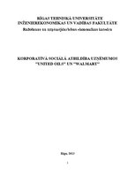 Referāts 'Korporatīvā sociālā atbildība uzņēmumos "United Oils" un "Walmart"', 1.
