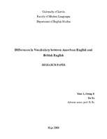 Referāts 'Differences in Vocabulary between American English and British English', 1.