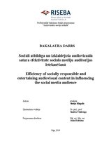Diplomdarbs 'Sociāli atbildīga un izklaidējoša audiovizuālā satura efektivitāte sociālo medij', 1.