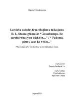Referāts 'Latviešu valodas frazeoloģismu tulkojums R. L. Staina grāmatas “Goosebumps. Be c', 1.