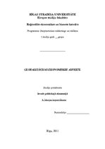 Konspekts 'Globalizācijas ekonomiskie aspekti', 1.
