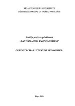 Referāts 'Optimizācijas uzdevumi ekonomikā', 1.