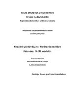 Konspekts 'Kopējais piedāvājums. Makroekonomikas līdzsvars. IS-LM modelis', 1.