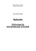 Referāts 'Viktimizācija socializācijas procesā', 1.