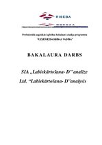 Diplomdarbs 'Uzņēmuma SIA "Labiekārtošana-D" analīze', 1.