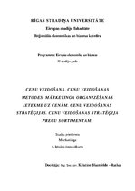 Konspekts 'Cenu veidošana. Cenu veidošanas metodes. Mārketinga organizēšanas ietekme uz cen', 1.