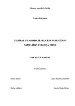 Diplomdarbs 'Tiesības uz kriminālprocesa pabeigšanu saprātīgā termiņā tiesā', 1.
