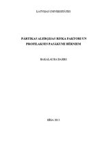 Diplomdarbs 'Pārtikas alerģijas riska faktori un profilakses pasākumi bērniem', 1.