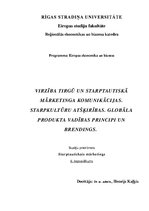 Konspekts 'Virzība tirgū un starptautiskā mārketinga komunikācijas. Starpkultūru atšķirības', 1.