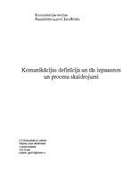 Referāts 'Komunikācijas definīcija un tās izpausmes procesu skaidrojumi', 1.