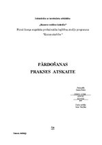 Prakses atskaite 'Pārdošanas prakses atskaite', 1.