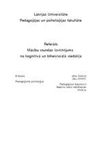 Referāts 'Mācību stundas izvērtējums no kognitīvā un biheiviorālā viedokļa', 1.