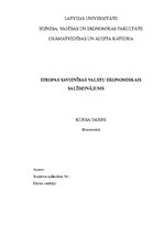 Referāts 'Eiropas Savienības valstu ekonomiskais salīdzinājums', 1.