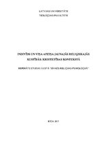 Referāts 'Indivīds un viņa apziņa jaunajās reliģiskajās kustībās: kristietības kontekstā', 1.