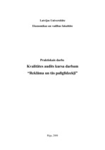 Paraugs 'Kvalitātes audits kursa darbam "Reklāma un tās palīglīdzekļi"', 1.