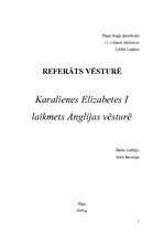 Referāts 'Karalienes Elizabetes I laikmets Anglijas vēsturē', 1.