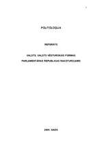 Referāts 'Valsts un tās vēsturiskās formas. Parlamentāras republikas raksturojums', 1.