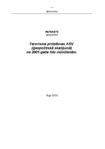 Referāts 'Terorisma problēmas ASV (ģeopolitiskā skatījumā) no 2001. līdz 2003.gadam', 1.