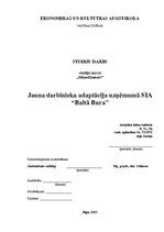 Prakses atskaite 'Jauna darbinieka adaptācija SIA "Baltā bura"', 1.