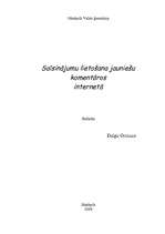 Referāts 'Saīsinājumu lietošana jauniešu komentāros internetā', 1.