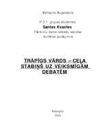 Referāts 'Trāpīgs vārds - ceļa stabiņš uz veiksmīgām debatēm', 1.