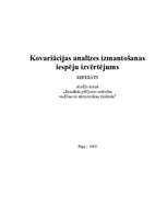 Referāts 'Kovariācijas analīzes izmantošanas iespēju izvērtējums', 1.