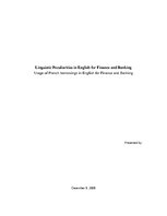Prakses atskaite 'Linguistic Peculiarities in English for Finance and Banking: Usage of French Bor', 1.