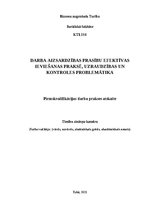 Prakses atskaite 'Darba aizsardzības prasību efektīvas ieviešanas praksē, uzraudzības un kontroles', 1.