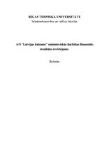 Referāts 'AS "Latvijas balzams" saimnieciskās darbības finansiālo rezultātu izvērtējums', 1.