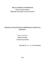 Konspekts 'Ražošanas organizācija. Ieņēmumi un ražošanas izmaksas', 1.