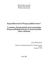 Konspekts 'Pirmais pasaules karš un pārmaiņas Eiropas politiskājā kartē pēc tā. Jaunu nacio', 1.