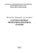Referāts 'Latvijas Bankas monetārās politikas analīze', 1.