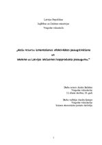 Referāts 'Mežu resursu izmantošanas efektivitātes paaugstināšana un ietekme uz Latvijas ie', 1.